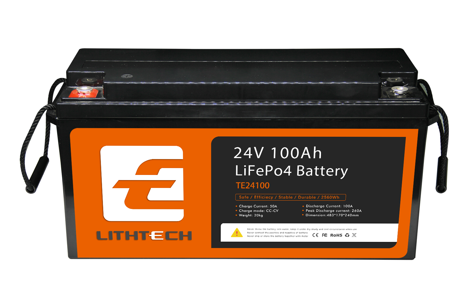 Lithtech TE24100 2 kW Lithium-Batterie USV Lithium-Solarbatterie LCD USB Deep Cycle Telecom 24 V 100 Ah Lifepo4 Batteriepack