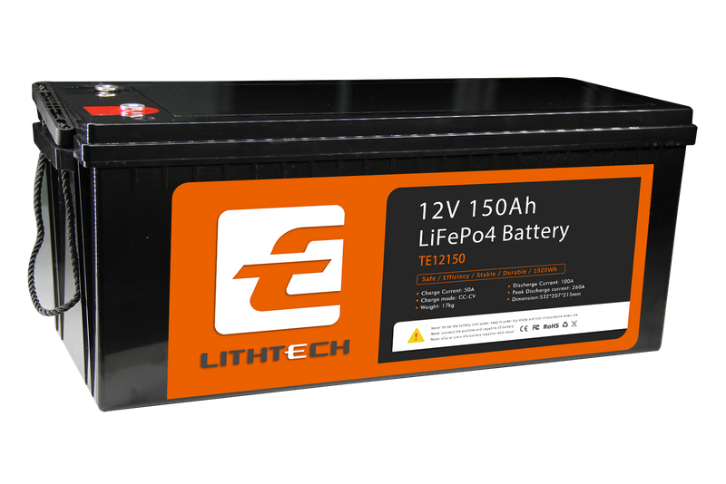 Lithtech LT12150 Deep Cycle Wiederaufladbare 12 V 150 Ah Lifepo4 Solarspeicher-Autobatterie Lithium-Ionen-Batterie 12 V 150 Ah